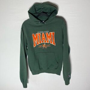 Champion Green Orange Miami Hurricanes Hoodie S